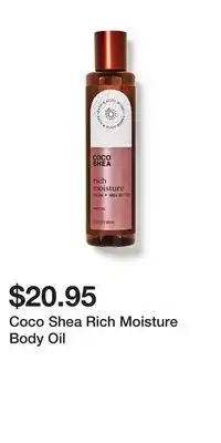 Bath & Body Works Coco shea rich moisture body oil offer