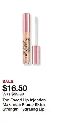 Ulta Beauty Too faced lip injection maximum plump extra strength hydrating lip plumper offer