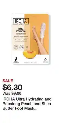 Ulta Beauty Iroha ultra hydrating and repairing peach and shea butter foot mask socks offer