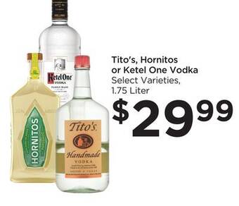 Food 4 Less Tito's, hornitos or ketel one vodka offer
