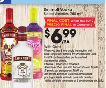 Ralphs Smirnoff vodka offer