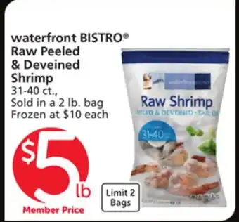 Albertsons Waterfront bistro raw peeled & deveined shrimp offer