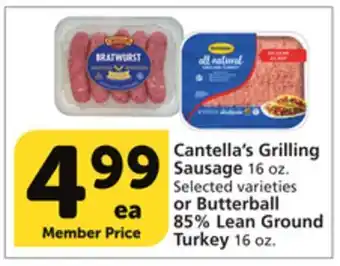 Albertsons Cantella's grilling sausage 16 oz. selected varieties or butterball 85% lean ground turkey 16 oz offer