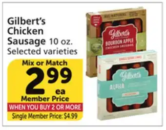 Albertsons Gilbert's chicken sausage offer