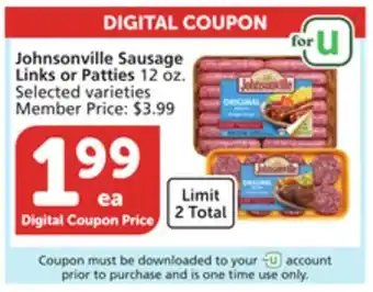 Albertsons Johnsonville sausage links or patties offer