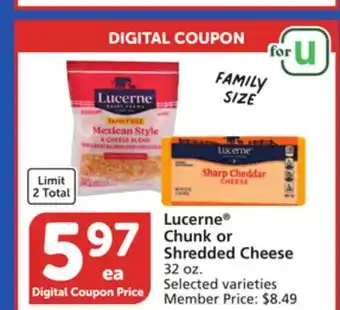 Vons Lucerne chunk or shredded cheese offer