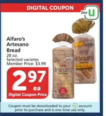 Vons Alfaro's artesano bread offer
