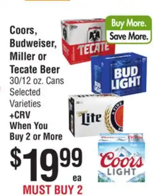 Smart & Final Coors, budweiser, miller or tecate beer offer