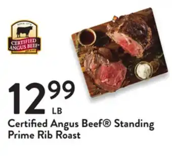 Fresh Thyme Certified angus beef standing prime rib roast offer