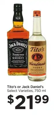 Food 4 Less Tito's or jack daniel's offer