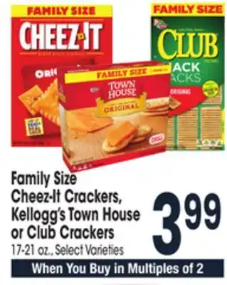 Jewel-Osco Family size cheez-it crackers, kellogg's town house or club crackers offer
