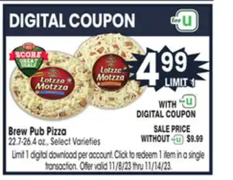 Jewel-Osco Brew pub pizza offer