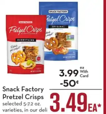 Mariano's Snack factory pretzel crisps offer