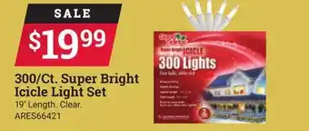 Ace Hardware 300/ct. super bright icicle light set offer