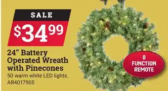 Ace Hardware 24 battery operated wreath with pinecones offer