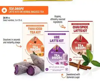 Sprouts Farmers Market Tea drops latte kits or herbal bagless tea offer