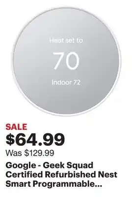 Best Buy Google - geek squad certified refurbished nest smart programmable wi-fi thermostat - snow offer