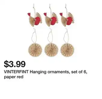 Ikea Vinterfint hanging ornaments, set of 6, paper red offer