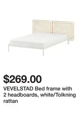 Ikea Vevelstad bed frame with 2 headboards, white/tolkning rattan offer