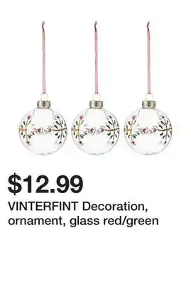 Ikea Vinterfint decoration, ornament, glass red/green offer