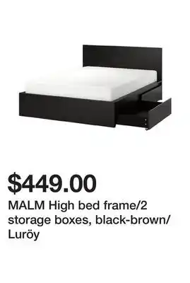 Ikea Malm high bed frame/2 storage boxes, black-brown/luröy offer