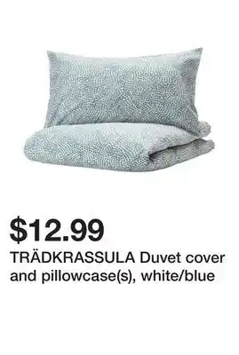 Ikea Trädkrassula duvet cover and pillowcase(s), white/blue offer