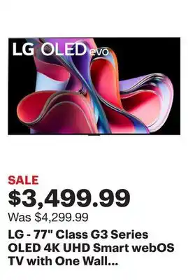 Best Buy Lg - 77 class g3 series oled 4k uhd smart webos tv with one wall design offer