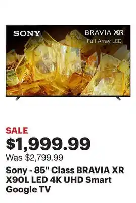 Best Buy Sony - 85 class bravia xr x90l led 4k uhd smart google tv offer