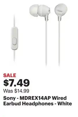 Best Buy Sony - mdrex14ap wired earbud headphones - white offer