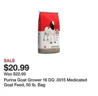 Tractor Supply Company Purina goat grower 16 dq .0015 medicated goat feed, 50 lb. bag offer