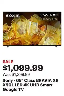 Best Buy Sony - 65 class bravia xr x90l led 4k uhd smart google tv offer