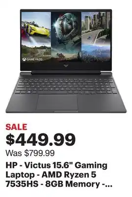 Best Buy Hp - victus 15.6 gaming laptop - amd ryzen 5 7535hs - 8gb memory - nvidia geforce rtx 2050 - 512gb ssd - mica silver offer