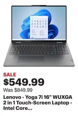 Best Buy Lenovo - yoga 7i 16 wuxga 2 in 1 touch-screen laptop - intel core i5-1335u - 16gb memory - 512gb ssd - storm grey offer