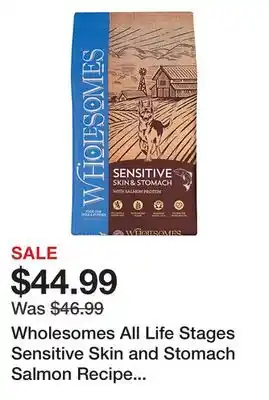 Tractor Supply Company Wholesomes all life stages sensitive skin and stomach salmon recipe dry dog food offer