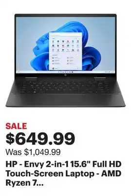 Best Buy Hp - envy 2-in-1 15.6 full hd touch-screen laptop - amd ryzen 7 7730u - 16gb memory - 512gb ssd - nightfall black offer