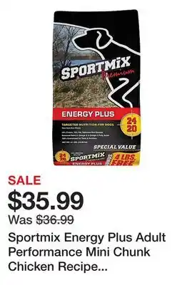 Tractor Supply Company Sportmix energy plus adult performance mini chunk chicken recipe dry dog food offer