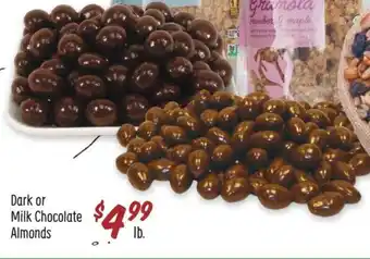 Sprouts Farmers Market Dark or Milk Chocolate Almonds offer