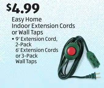 Aldi Easy home indoor extension cords or wall taps offer
