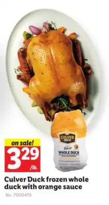 Lidl Culver duck frozen whole duck with orange sauce offer
