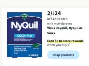 Walgreens Vicks dayquil, nyquil or sinex offer