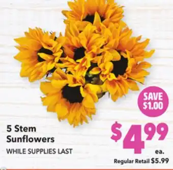 Vallarta Supermarkets 5 stem sunflowers offer