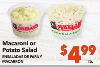 Vallarta Supermarkets Macaroni or potato salad offer