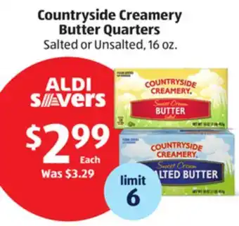 Aldi Countryside creamery butter quarters offer