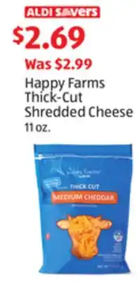 Aldi Happy farms thick-cut shredded cheese offer