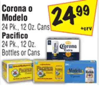El Super Corona o modelo 24 pk., 12 oz. cans pacifico 24 pk., 12 oz. bottles or cans offer