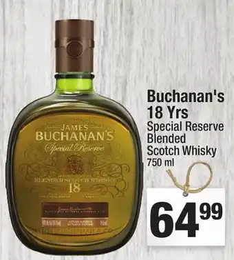 Super King Markets Buchanan's 18 yrs special reserve blended scotch whisky offer