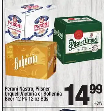 Super King Markets Peroni nastro, pilsner urquell, victoria or bohemia beer offer