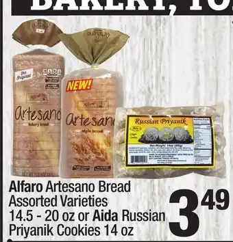 Super King Markets Alfaro artesano bread assorted varieties 14.5-20 oz or aida russian priyanik cookies 14 oz offer