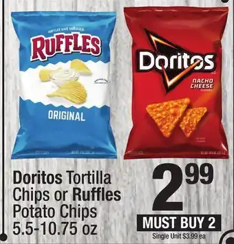Super King Markets Doritos tortilla chips or ruffles potato chips offer