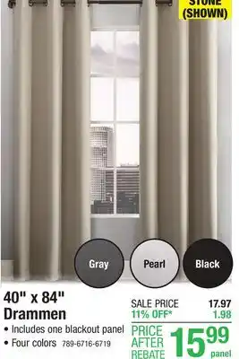 Menards Sun zero drammen 40w x 84l black blackout grommet curtain panel offer